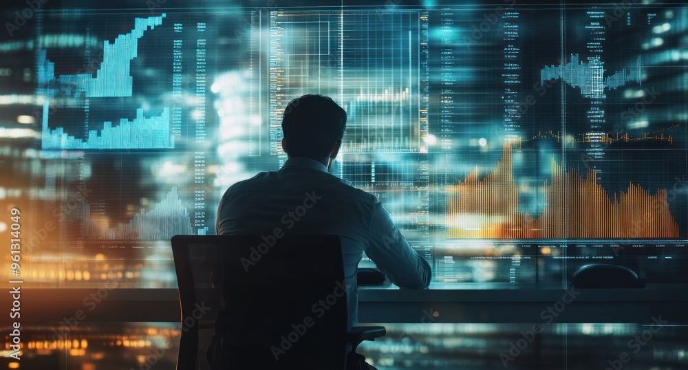 A Businessman Analyzing Data A Businessman Analyzing Data