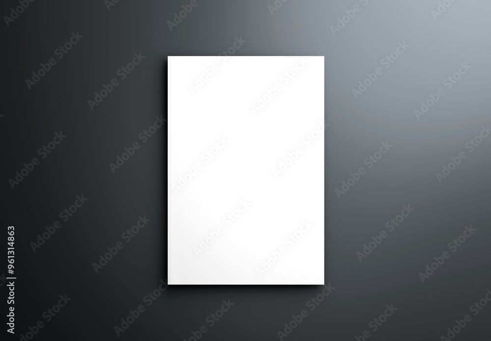 Magazine mockup on grey surface. Cover template isolated on white. 3D rendering Magazine mockup on grey surface. Cover template isolated on white. 3D rendering