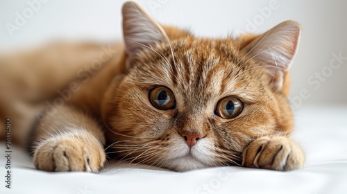 Wallpaper Mural Cute Orange Cat Relaxing on a White Bed Torontodigital.ca