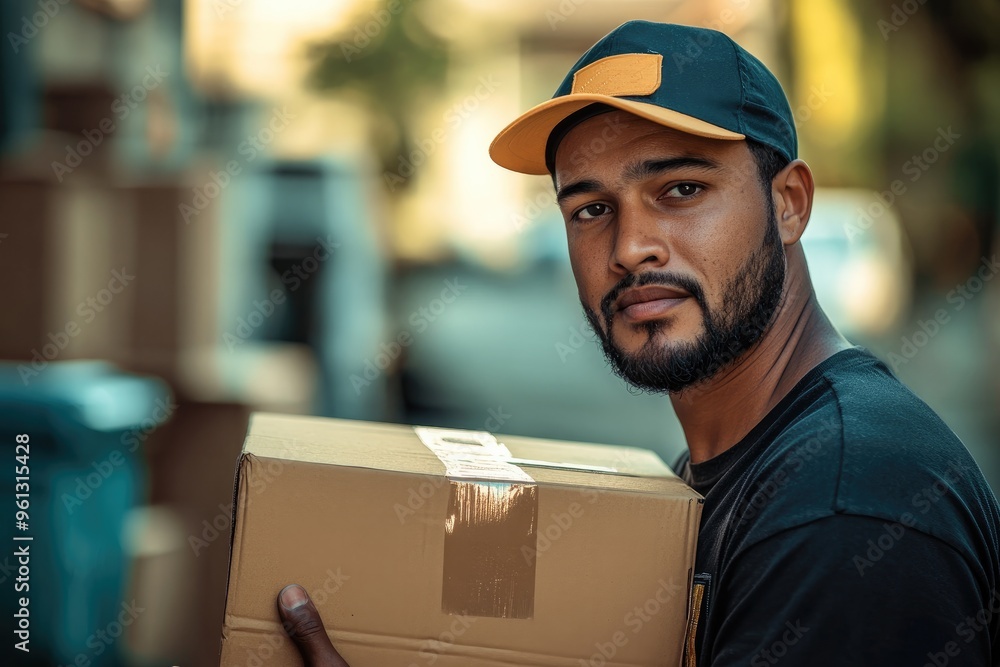 Close Up of Delivery Worker Carrying Boxes Close Up of Delivery Worker Carrying Boxes
