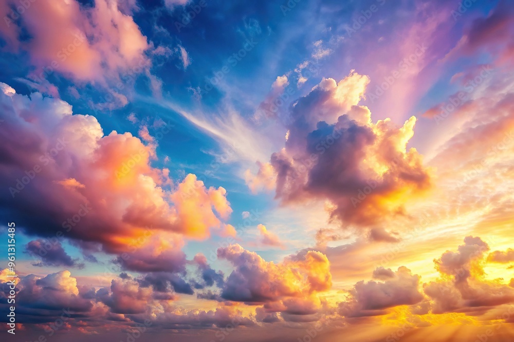 Beautiful sky with pastel tones reflecting on the clouds during morning and evening hours Beautiful sky with pastel tones reflecting on the clouds during morning and evening hours