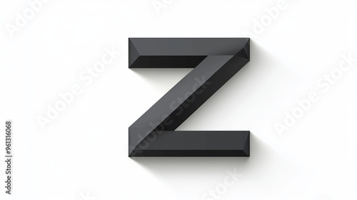 Volumetric letter "Z", isolated on white background, black.