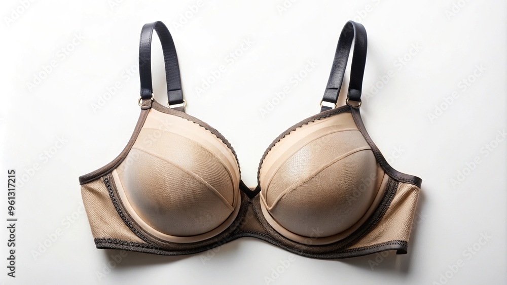 Beige and black bra on white background Beige and black bra on white background