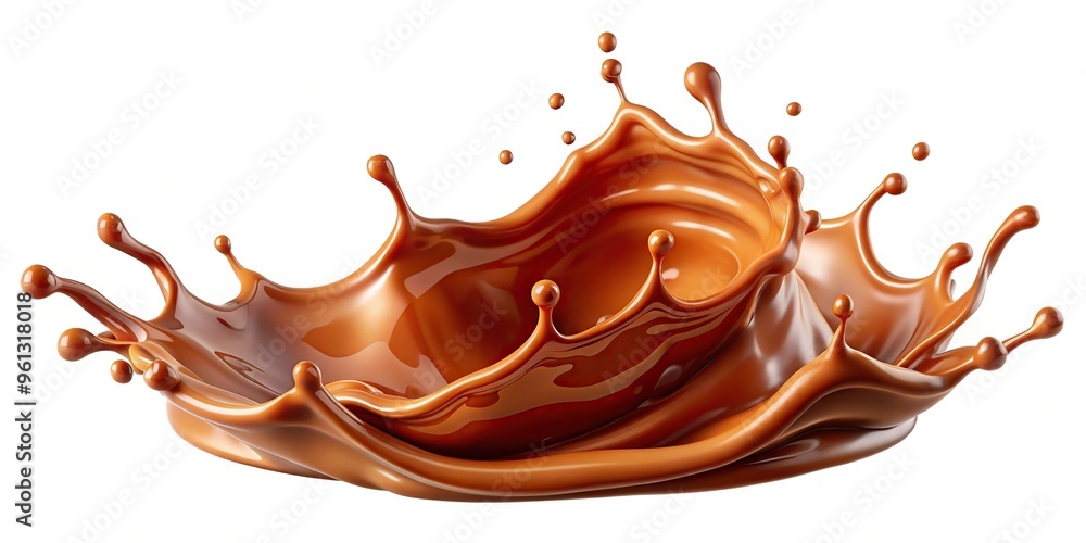Fototapeta premium Big splash of shiny chocolate caramel liquid