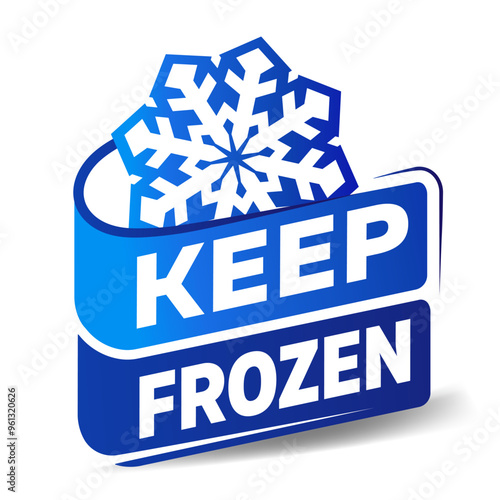 Keep frozen icon. Sticker with snowflake. Keep frozen - badges for product. Label for refrigerated food production r packages or frosty cold preservation items.