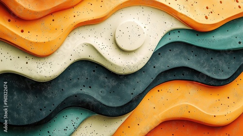 Abstract illustration of a cookie focusing on shapes and colors rather than realism.