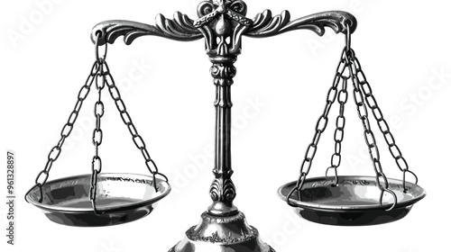 Close-up of Judge's Hand Holding Balanced Scales of Justice, Representing Fair Judicial System and Concept of Law and Order in Society