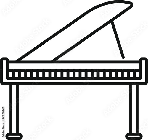 Simple grand piano icon representing a classical music instrument for concert halls or music schools