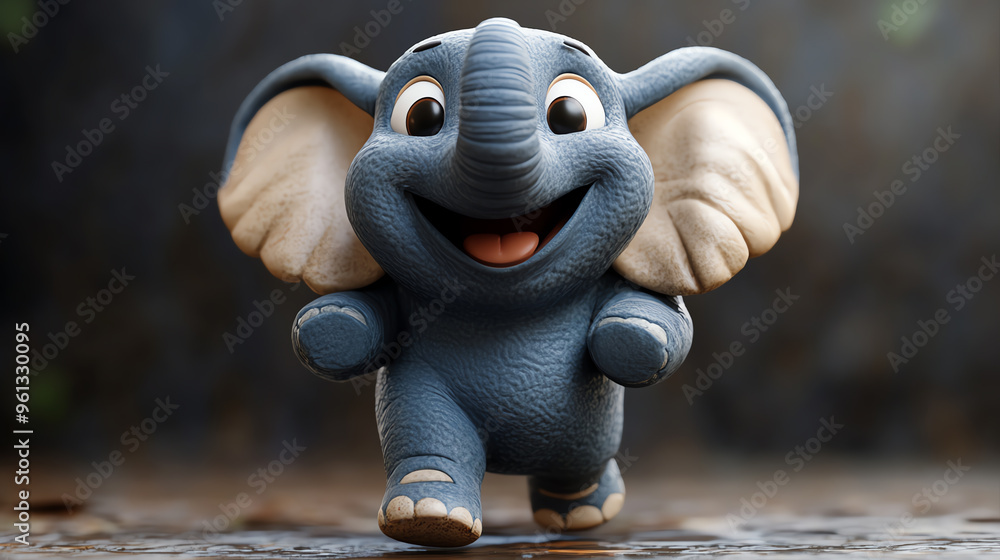 A cheerful and playful cartoon elephant joyfully running, showcasing its vibrant personality and adorable features. A cheerful and playful cartoon elephant joyfully running, showcasing its vibrant personality and adorable features.