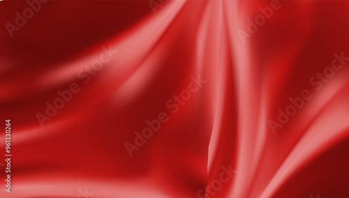 Red Satin Isolated on white Background. flutters in the wind. mesh tool wes used