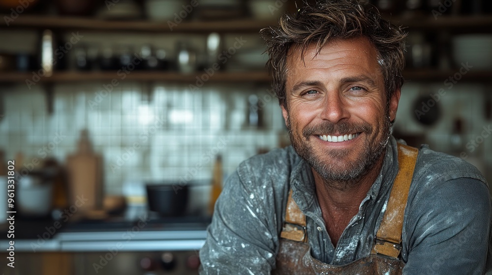Smiling Man in a Kitchen Smiling Man in a Kitchen