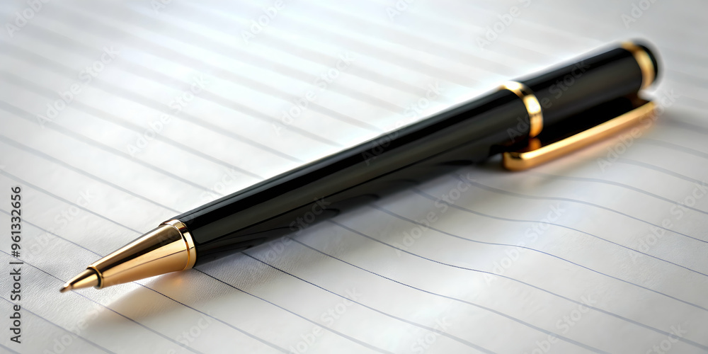Golden Opportunity: A sleek black and gold pen poised on a lined notepad, ready to capture inspiration, thoughts, and ideas. Golden Opportunity: A sleek black and gold pen poised on a lined notepad, ready to capture inspiration, thoughts, and ideas.
