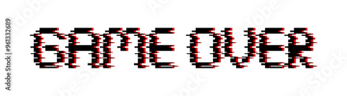 Canvastavla GAME OVER text in glitch effect. Pixelated font on games concept.