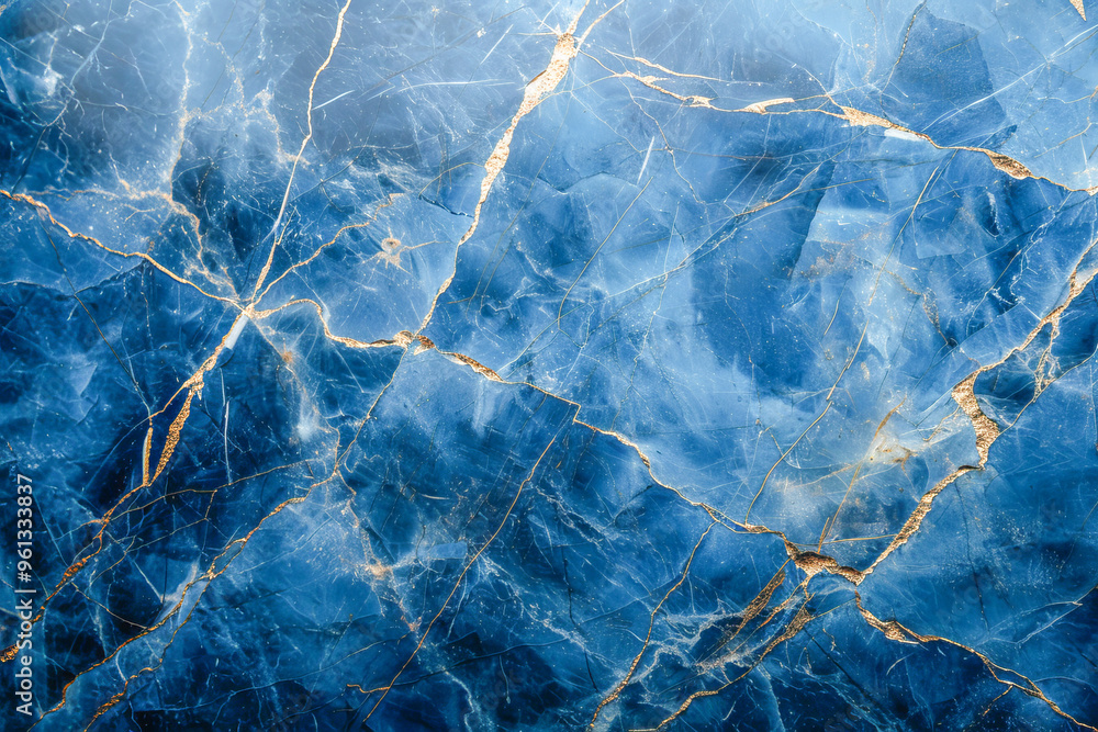 Fototapeta premium Blue marble texture with high resolution, showing veins, suitable for background