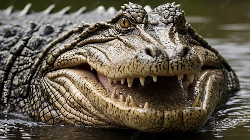 Obraz premium closeup image of crocodile ,saltwater crocodile ,crocodile eyes