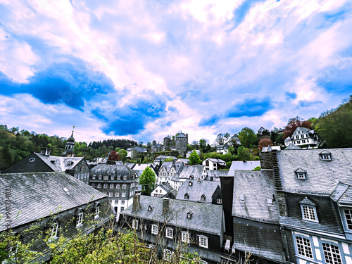 Street view of old village Monschau in Germany photo