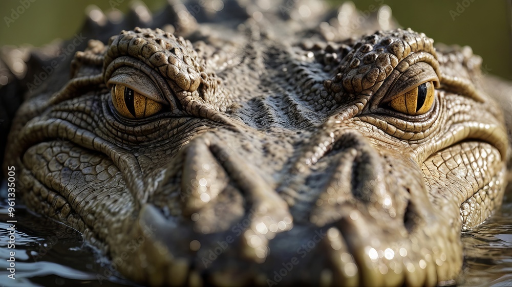 Fototapeta premium closeup image of crocodile ,saltwater crocodile ,crocodile eyes
