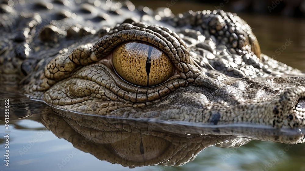 Fototapeta premium closeup image of crocodile ,saltwater crocodile ,crocodile eyes