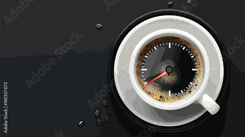 Empty Power Gauge Indicates Need for Energy Boost from Coffee Break, with Seamless Pattern of Coffee Elements on Motivational Background