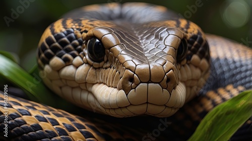 King cobra closeup Photography ,realistic portrait of snake ,ai gen