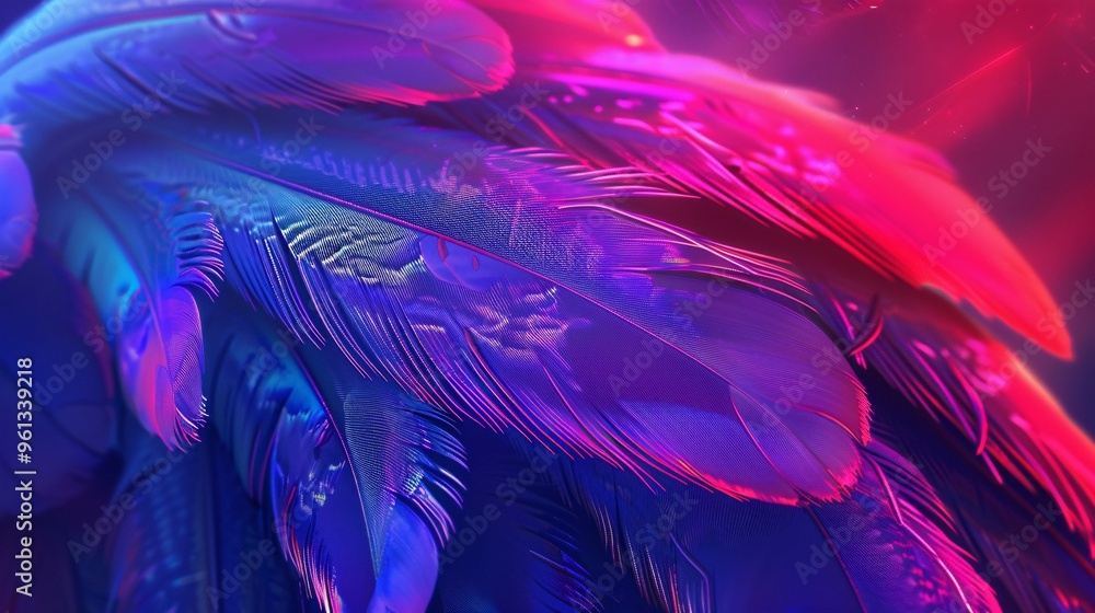 Naklejka premium Abstract Blue and Pink Feathers