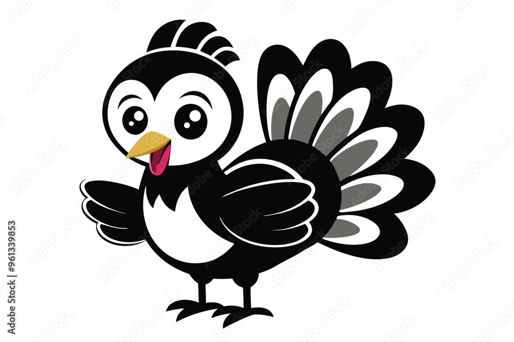 Obraz premium Black and white turkey clipart illustration for coloring page