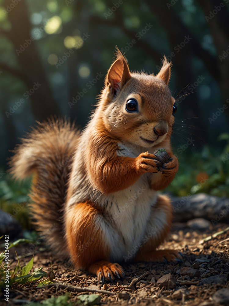 A sweet scene of a miniature squirrel A sweet scene of a miniature squirrel
