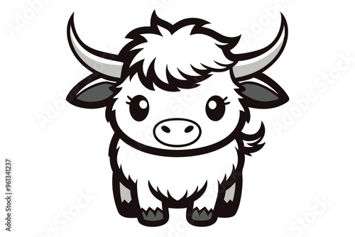 cow with horns cartoon vector illustration