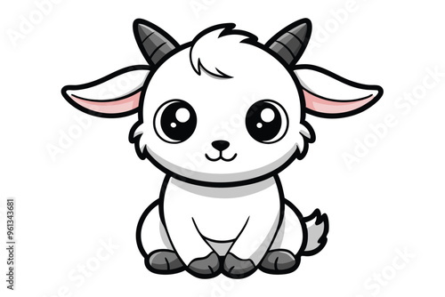 Coloring page for kids baby goat line art illustration