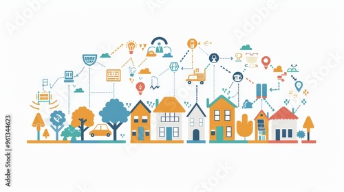 An infographic illustrating the benefits of community engagement, with icons representing social connections, local support, and improved well-being, and ample copy space for benefits descriptions