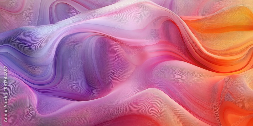 Fototapeta premium Wavy abstract pattern in pink and orange hues.