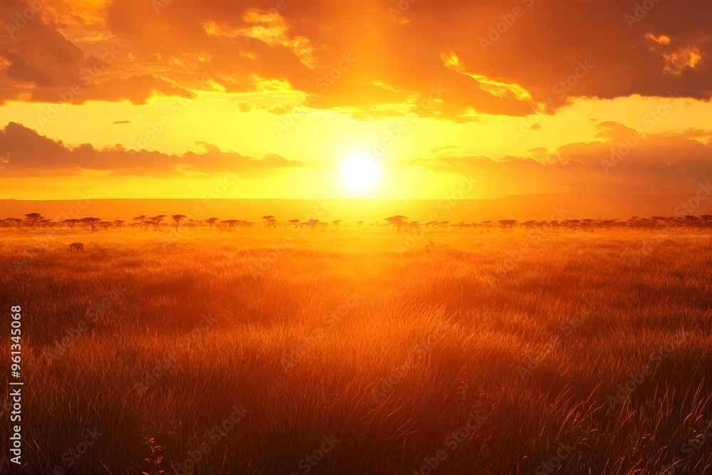 Golden Sunset Over African Savanna Golden Sunset Over African Savanna