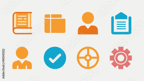 Guidebook Manual Instruction Icon Set: Support, FAQ, Policy, and Help Symbols