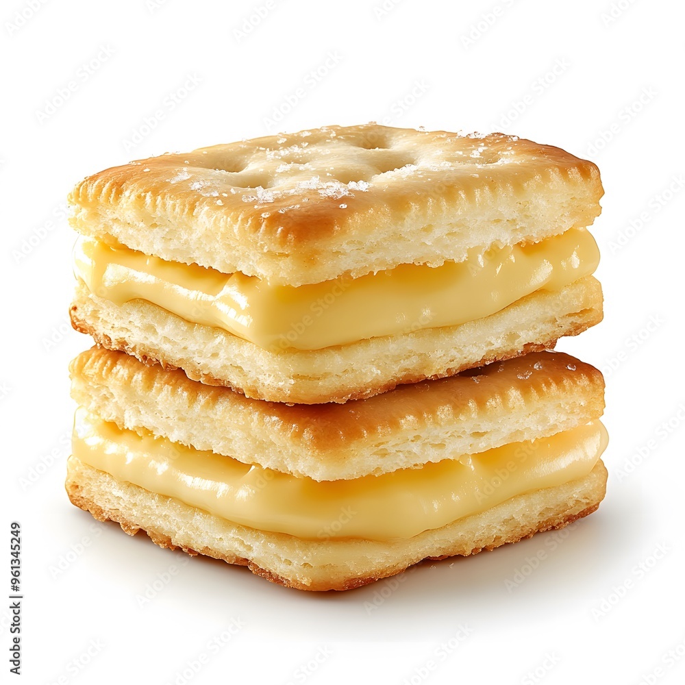 Cheesy biscuits with salty goodness on a white background.