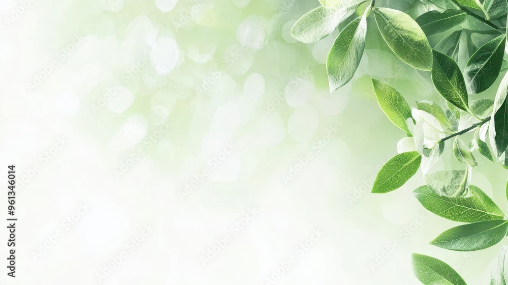 Green Leaves on Bokeh Background Natural Spring Floral Design Green Leaves on Bokeh Background Natural Spring Floral Design