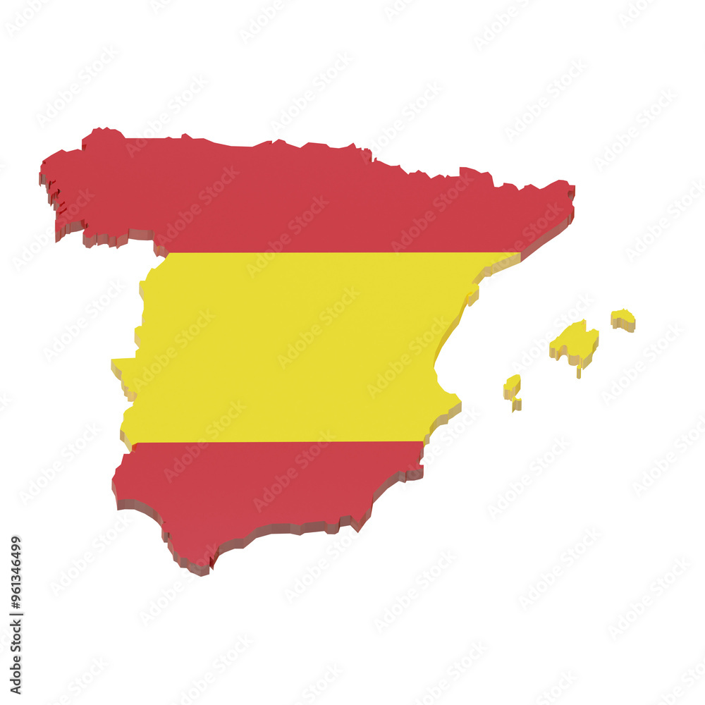 3D Map Of Spain With Flag Colors 3D Map Of Spain With Flag Colors