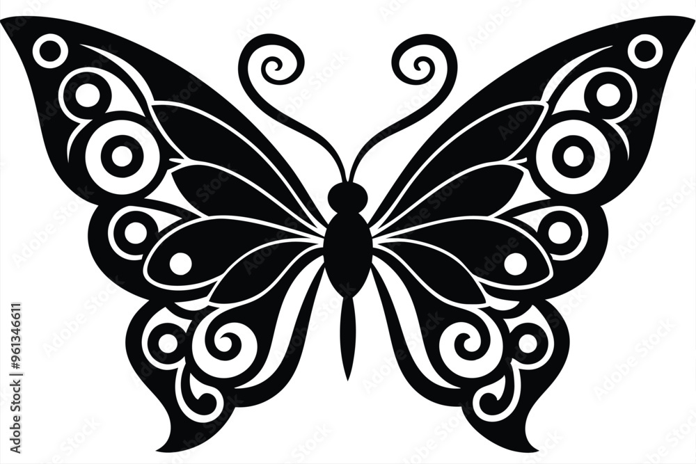 black and white elegant butterfly vector illustration black and white elegant butterfly vector illustration
