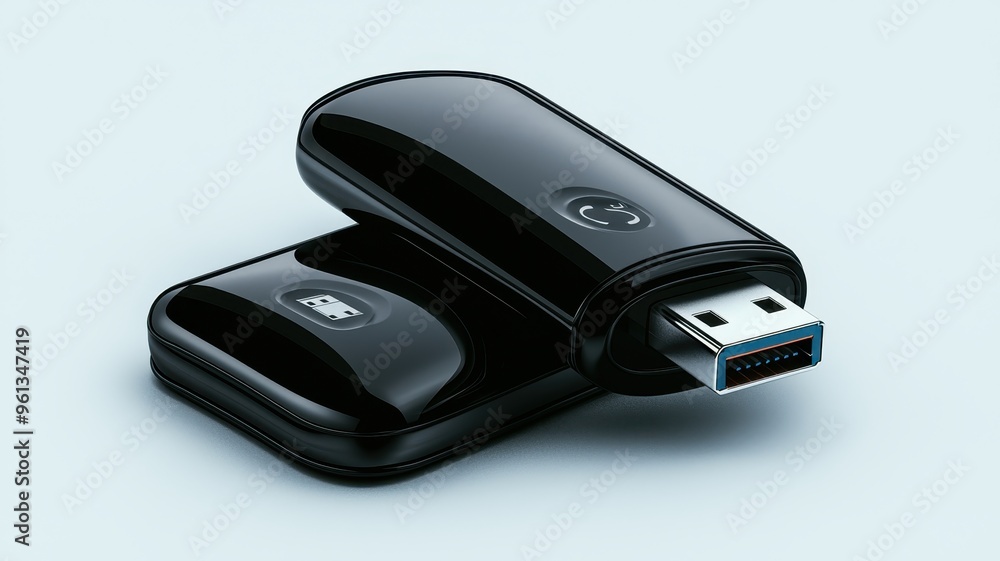 A sleek black USB flash drive showcasing modern design and technology, perfect for data storage and transfer. A sleek black USB flash drive showcasing modern design and technology, perfect for data storage and transfer.