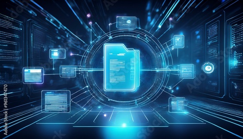 Futuristic Workflow Automation Concept with AI in Digital Document Management