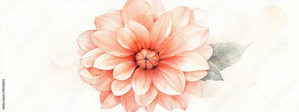 Fototapeta premium Delicate Watercolor Dahlia: A Floral Masterpiece in Soft Pastels