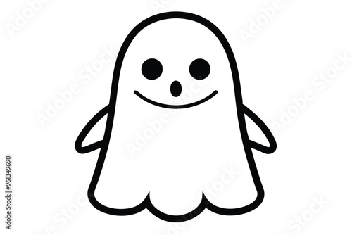 Halloween boo smiling  line art vector illustration photo