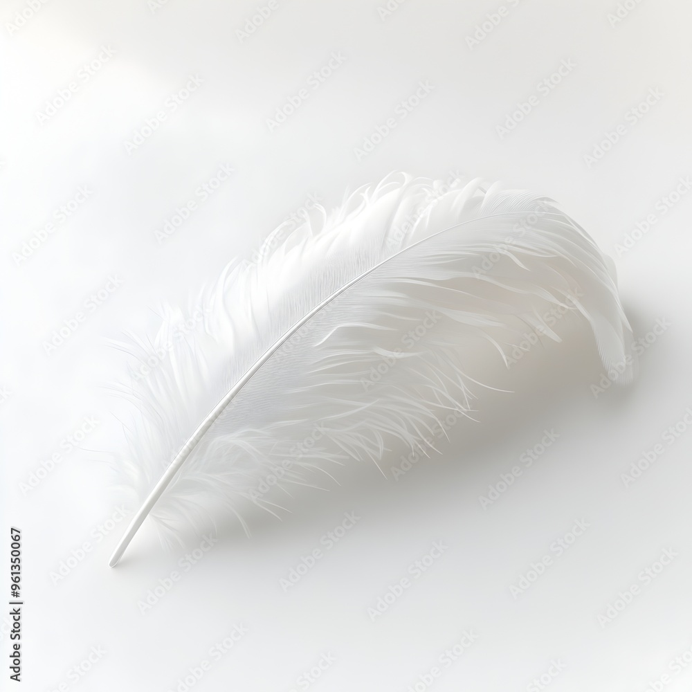 Elegantly Poised White Feather on Pristine Surface Showcasing Refined Contemporary Realism Elegantly Poised White Feather on Pristine Surface Showcasing Refined Contemporary Realism