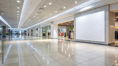 A stunning blank empty white floor graphics mockup in a shopping mall or supermarket, perfect for displaying photo