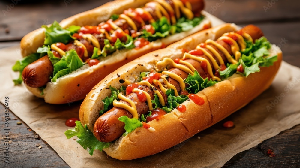 Classic American Hot Dogs with Toppings Classic American Hot Dogs with Toppings