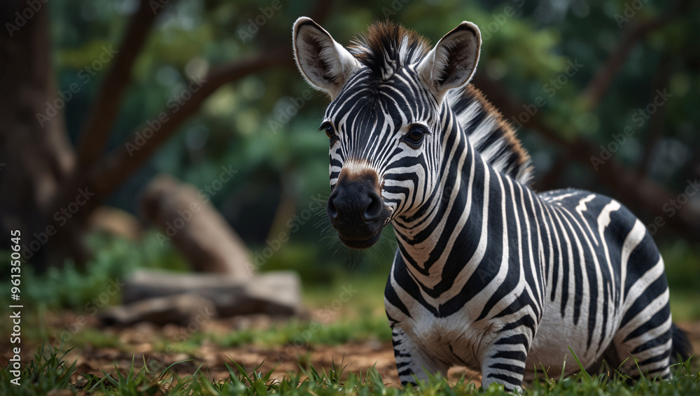 An adorable image of a miniature zebra An adorable image of a miniature zebra