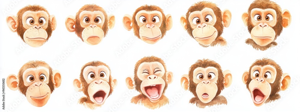 Expressive Monkey Faces: A Whimsical Exploration of Emotions Through Artistic Portraits Expressive Monkey Faces: A Whimsical Exploration of Emotions Through Artistic Portraits