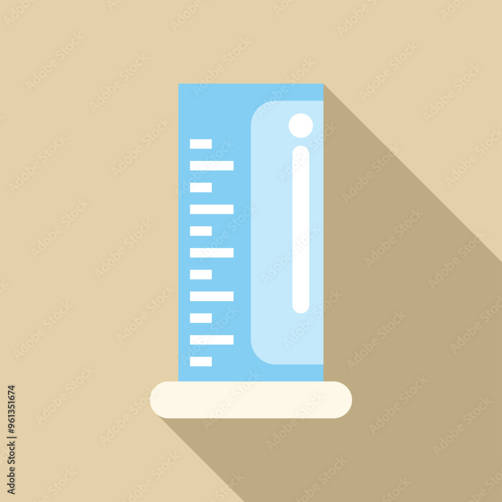 Simple icon of a graduated cylinder with a long shadow, ideal for scientific or educational projects