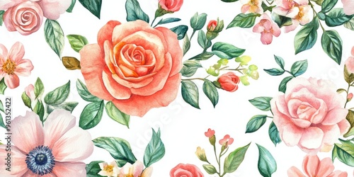 Wallpaper Mural Stunning Floral Watercolor Design Featuring Vibrant Roses and Delicate Blooms for Home Decor and Inspiration Torontodigital.ca