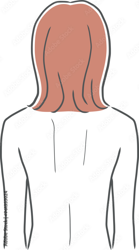 Fototapeta premium 背中がきれいな女性のイラスト素材