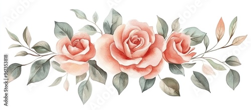 Elegant Watercolor Roses: A Delicate Floral Arrangement for Home and Event Decor